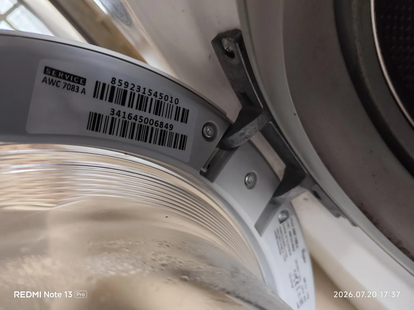 Сервісна наліпка пральної машини Whirlpool AWC 7083 — підбір запчастин за серійним номером, RSM Київ